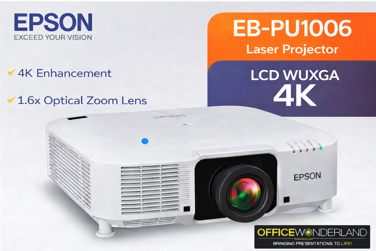 Epson EB-PU1006W LCD WUXGA Laser Projector 4K Manufacturer Refurbished 2 Yr Warranty