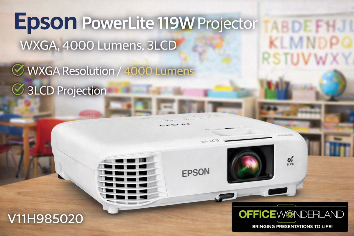 Epson PowerLite 119W 3LCD WXGA Classroom Projector with Dual HDMI V11H985020