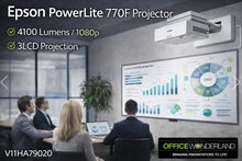 Epson PowerLite 770F Projector in use during a presentation in an office setting.