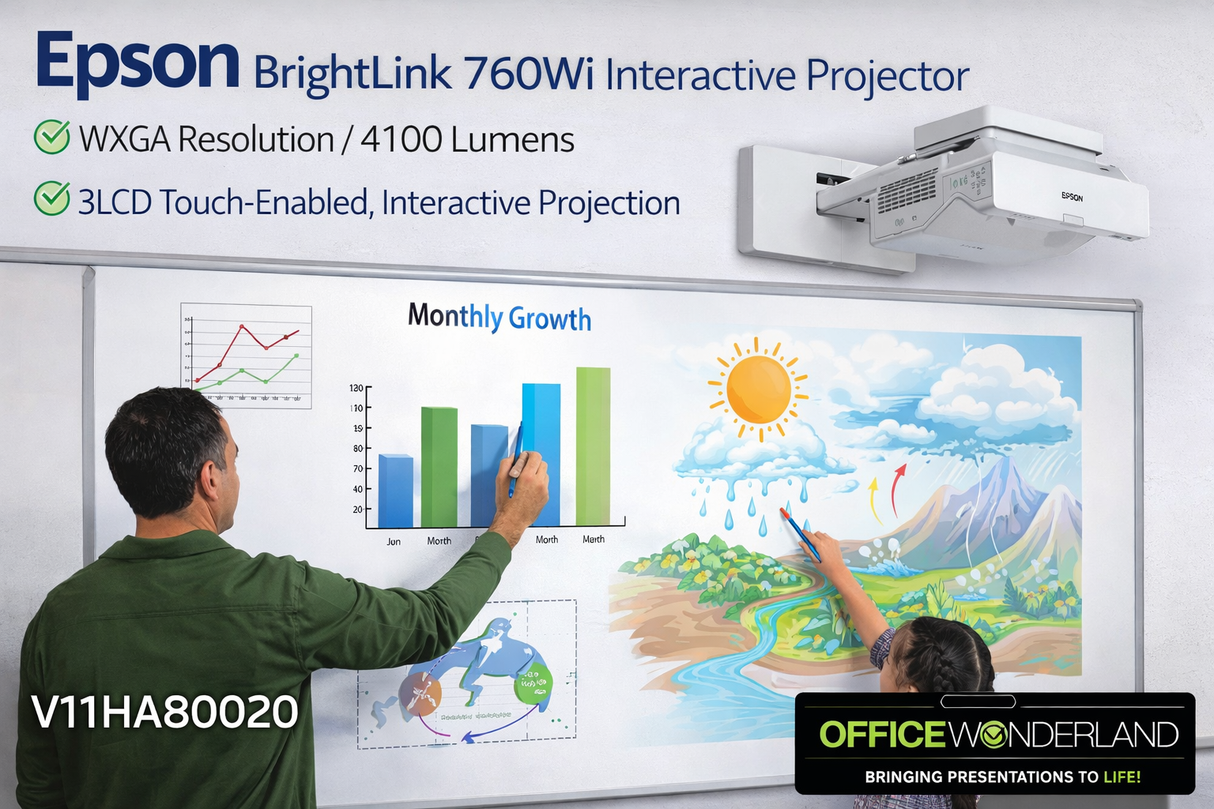 Epson BrightLink 760Wi WXGA Ultra Short Throw (UST) Projector V11HA80020