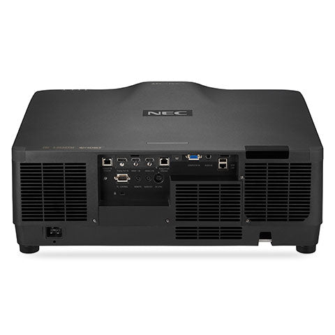 NEC NP-PA804UL-B 8,200 Lumen Professional Installation Laser LCD Projector with 4K Support view of back with ports inputs and outputs