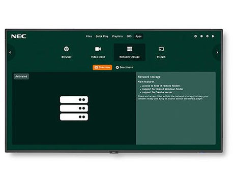 NEC V554Q-MPI 55in 4K Display with Integrated SoC Media Player CMS platform
