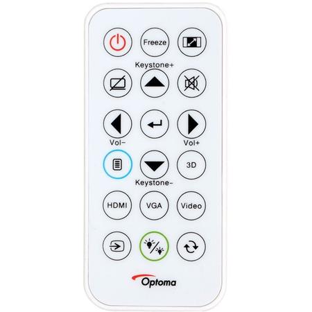 Optoma W400LVE 4000-Lumen WXGA Classroom or Conference Room DLP Projector view of remote
