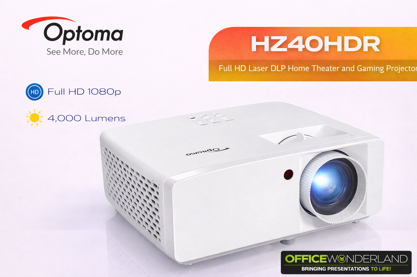 Optoma HZ40HDR Full HD Laser DLP Home Theater and Gaming Projector