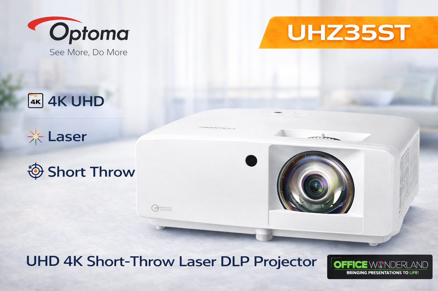 Optoma UHZ35ST UHD 4K Short-Throw Laser DLP Projector