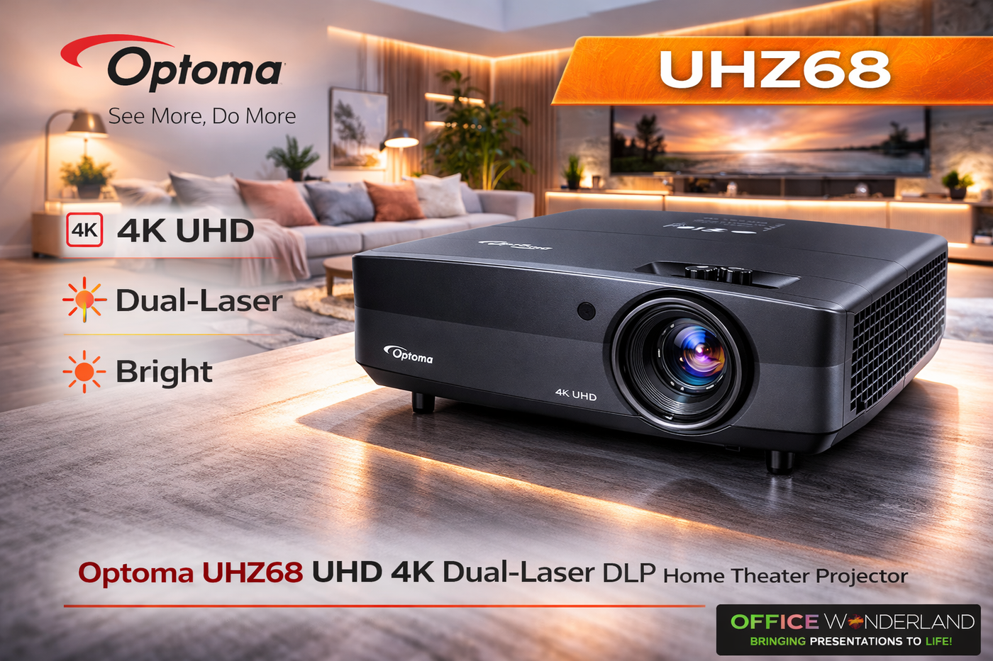 Optoma UHZ68 UHD 4K Dual-Laser DLP Home Theater Projector