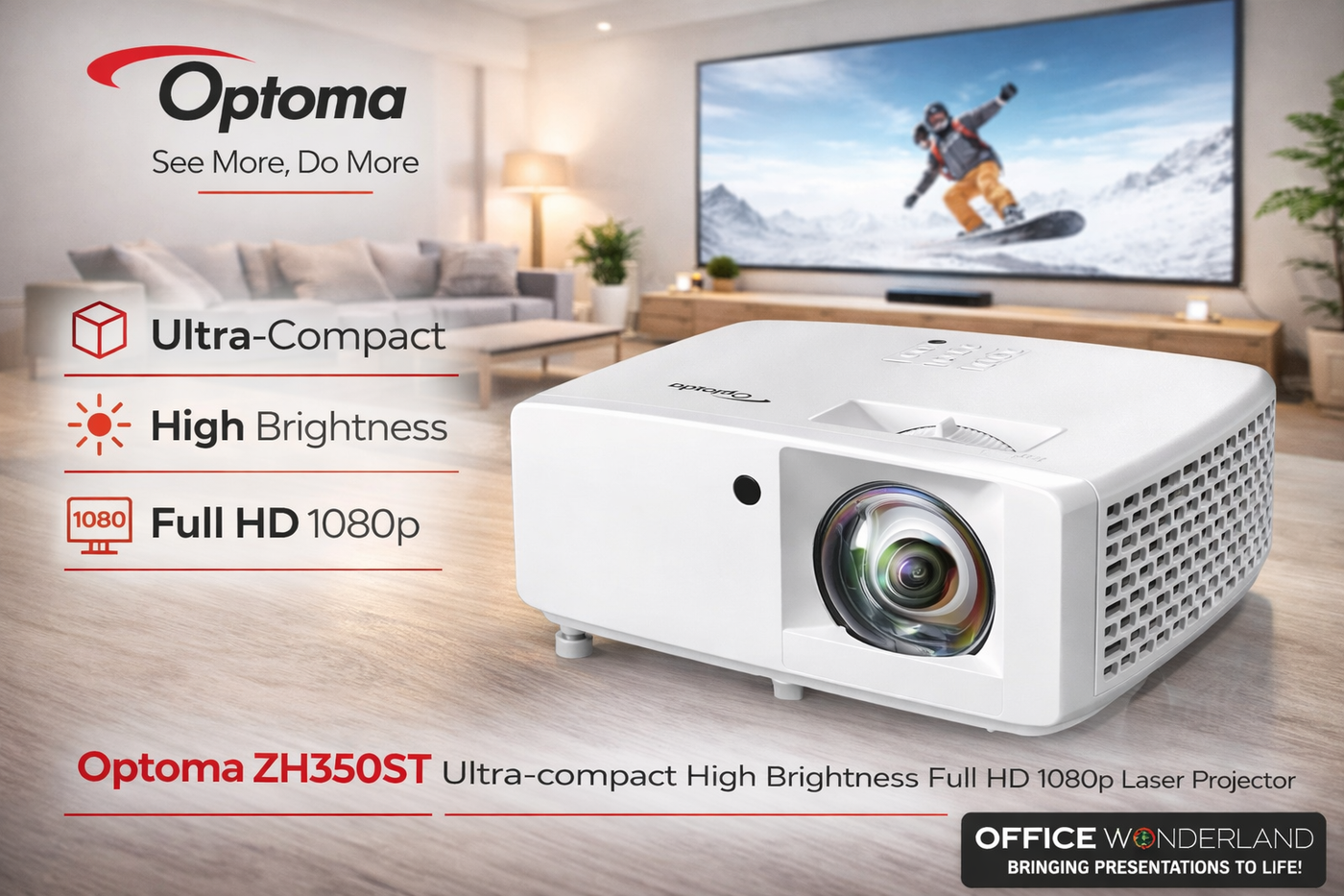 Optoma ZH350ST Ultra-compact high brightness Full HD 1080p laser projector