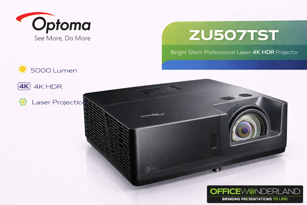 Optoma ZU507TST Bright Short Professional Laser 4K HDR Projector, 5000 lm, Black
