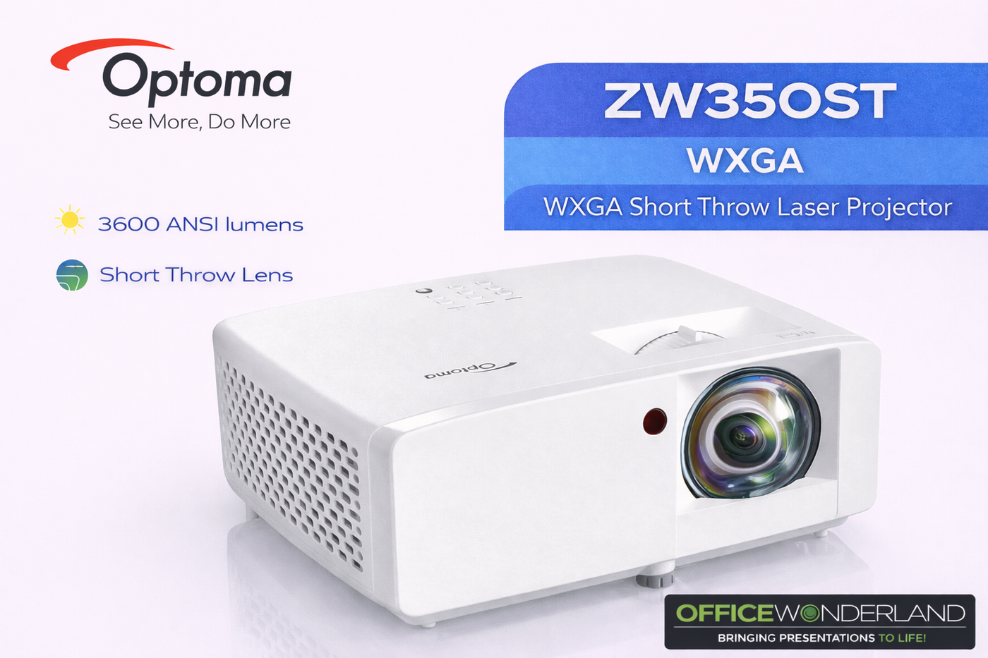 Optoma ZW350ST WXGA Short Throw Laser Projector