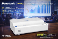 Panasonic PT-CMZ50U WUXGA LCD Short-Throw Laser Projector (White)