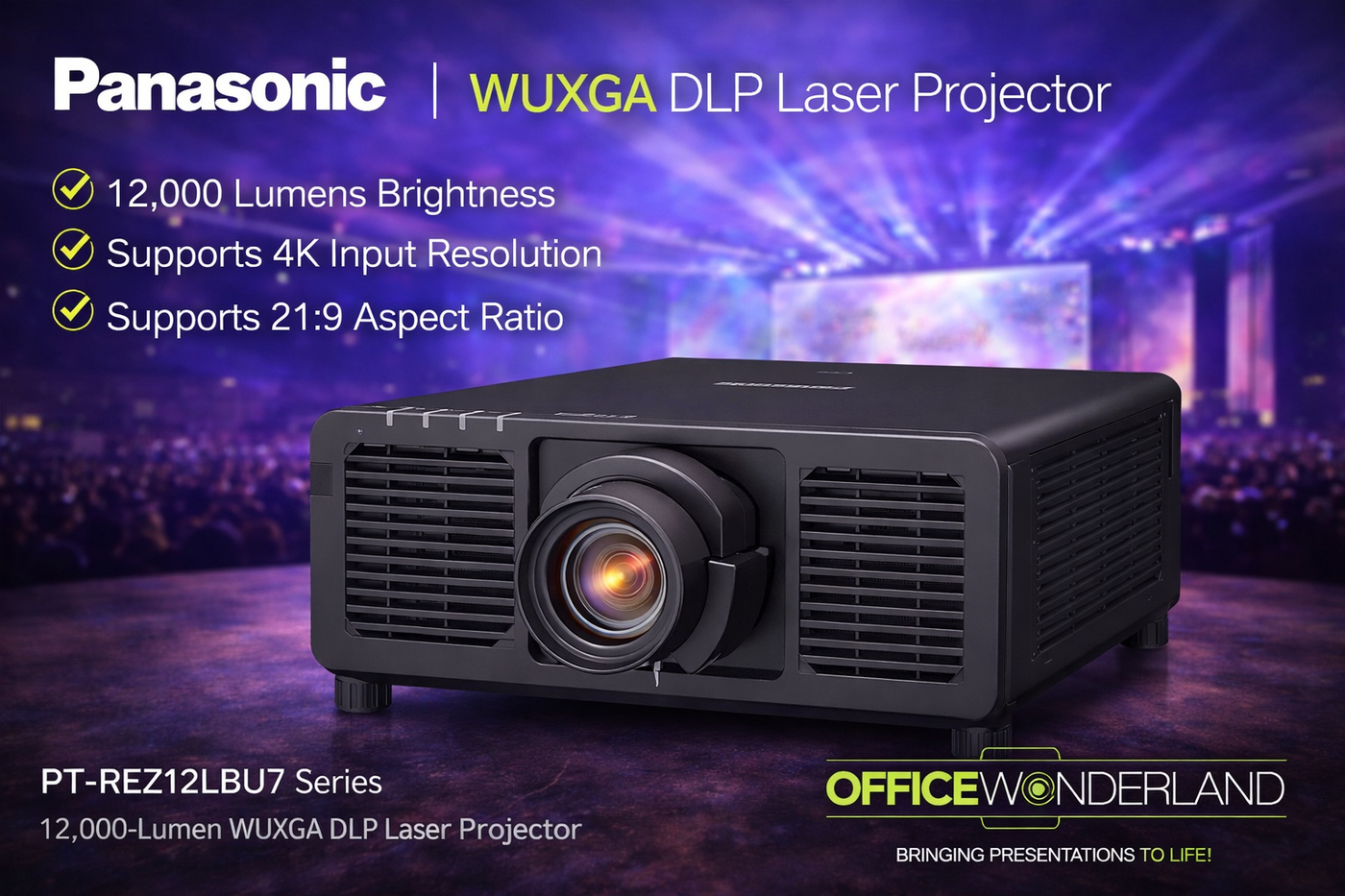 Panasonic PT-REZ12LBU7 Series 12,000-Lumen WUXGA DLP Laser Projector