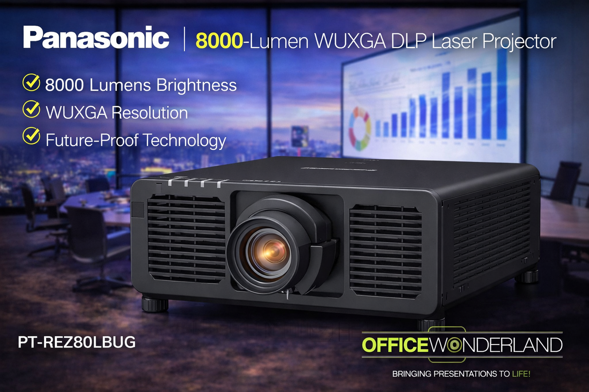 Panasonic PT-REZ80LBUG 8000-Lumen WUXGA DLP Laser Projector (No Lens, Black, TAA Compliant)