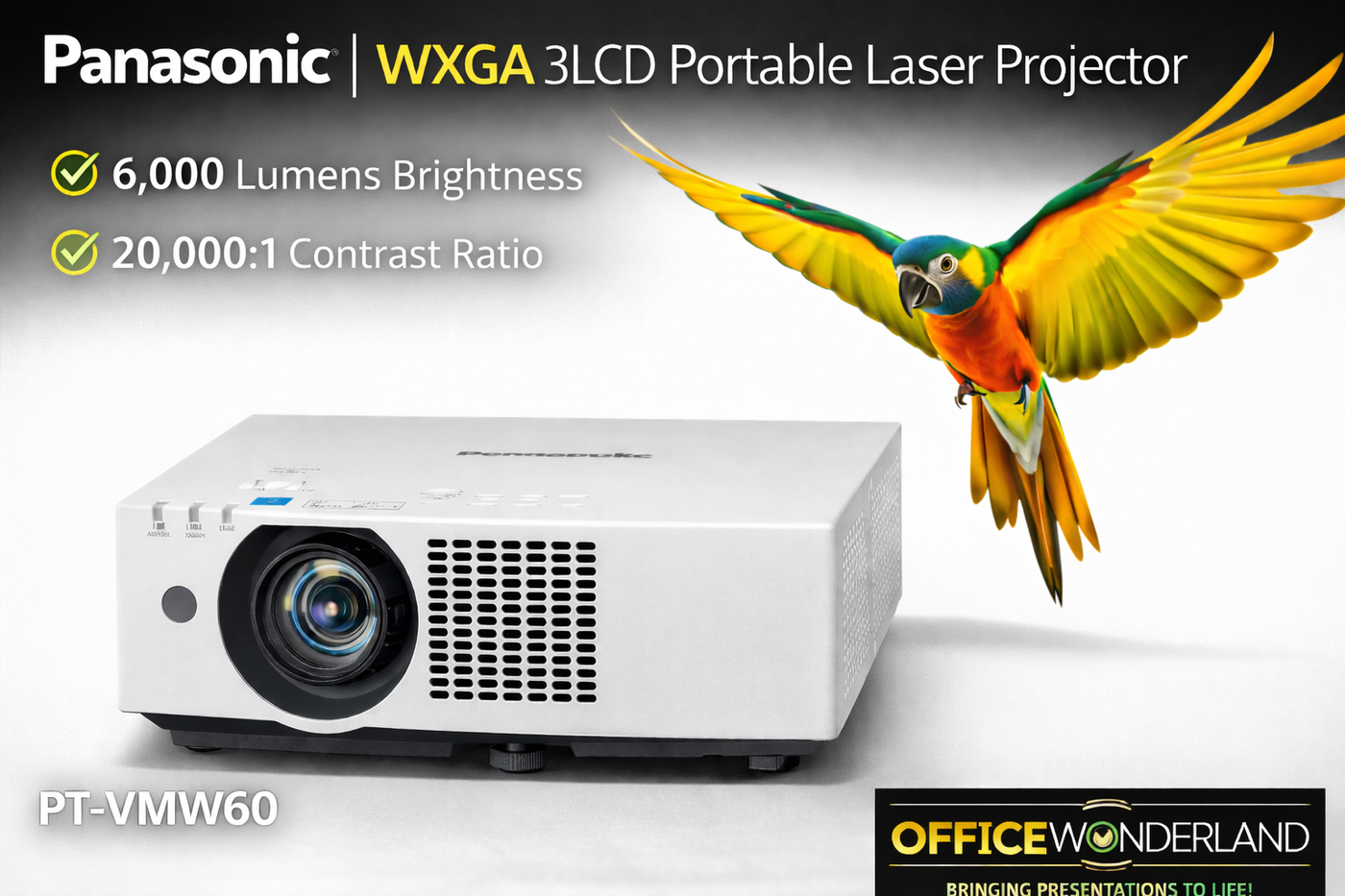 Panasonic PT-VMW60 WXGA 3LCD Portable Laser Projector