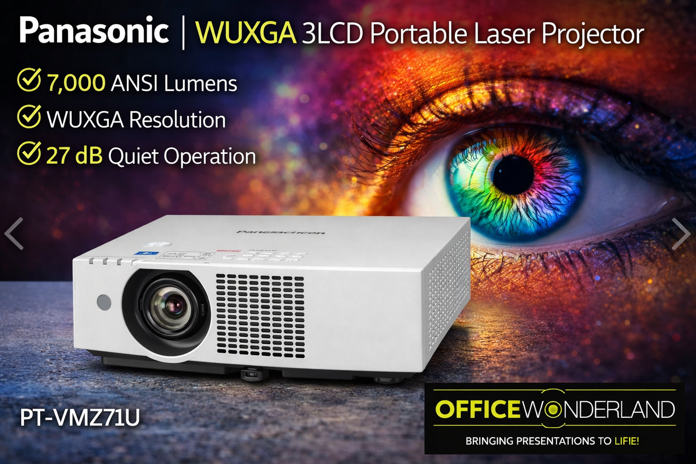 Panasonic PT-VMZ71U7 WUXGA 3LCD Portable Laser Projector