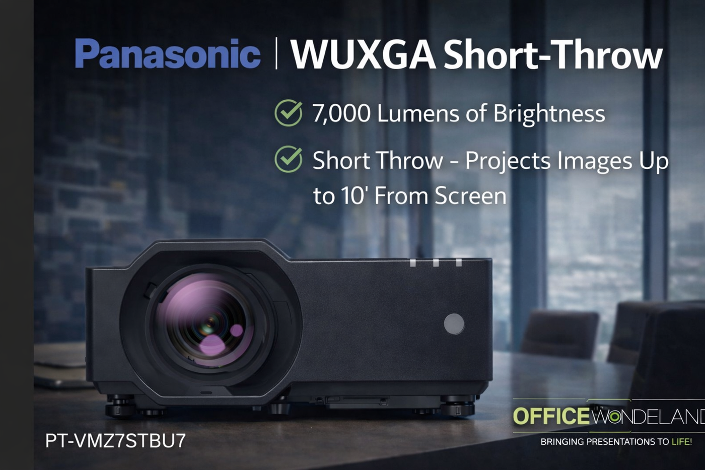 Panasonic PT-VMZ7STBU7 WUXGA Short-Throw Laser 3LCD Projector (Black)