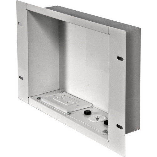 Peerless-AV IBA2AC-W In-Wall Cable Management and Storage Box with Surge-Protected Duplex Receptacle (White)