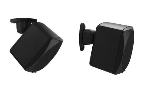 Peerless-AV SPK811 Universal Wall and Ceiling Speaker Mounts for Speakers Up to 20 lbs shown with example speakers