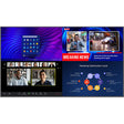 Planar Systems URP752 UltraRes P Series 75" UHD 4K HDR Commercial Monitor Multimedia display with video conference, news broadcast, and diagram on a white background 