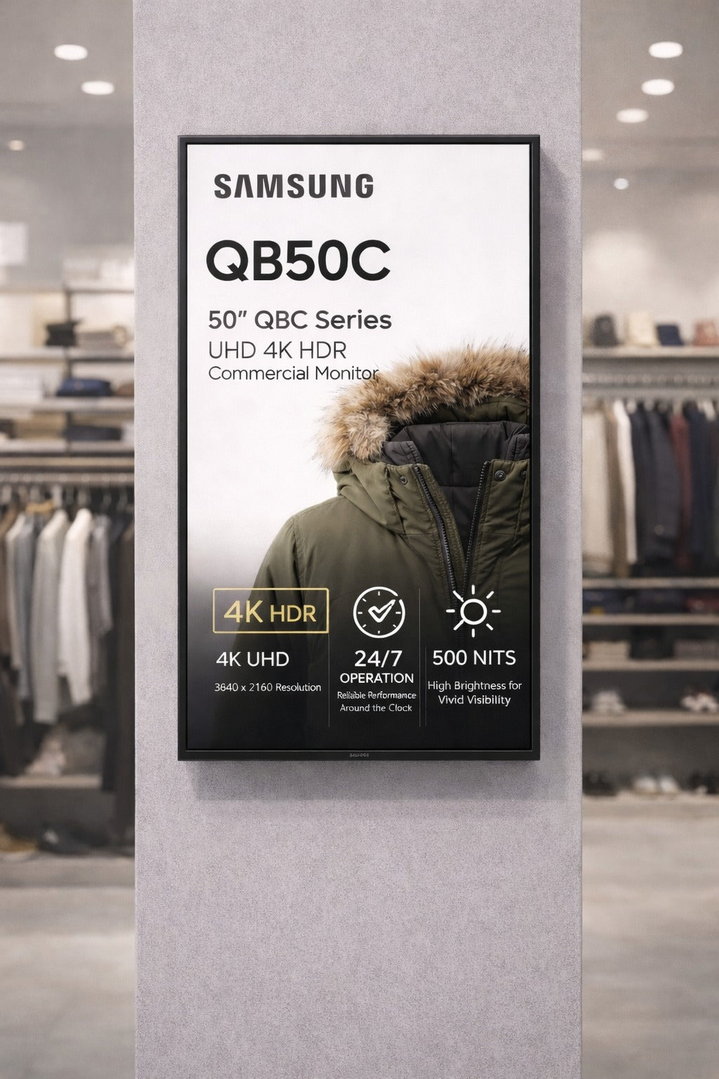 Samsung QB50C 50" QBC Series  UHD 4K HDR Commercial Monitor - Buy Online | Authorized Dealer