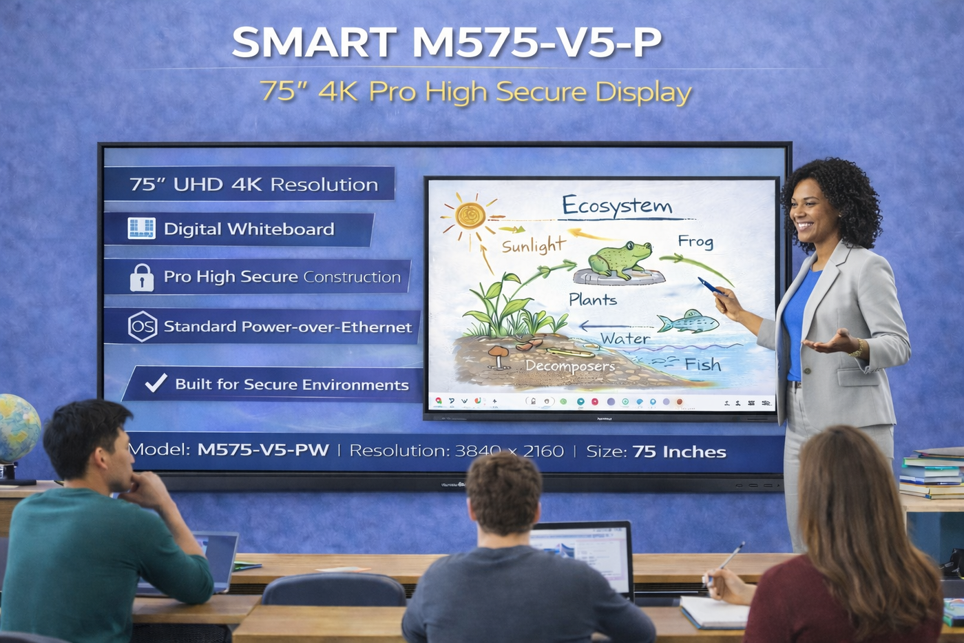 SMART M575-V5-P 75" Pro Series High-Secure Interactive Touch Display - Buy online | Authorized Dealer