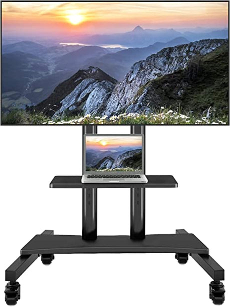 TVON Mobile TV Cart with Wheels for 55 -100 Flat Panel Curved Screens Outdoor TVs