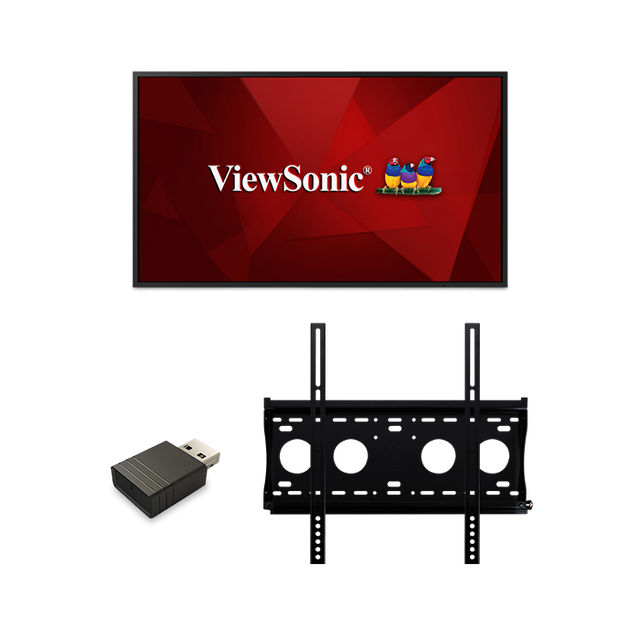 ViewSonic CDE4320-E1 43 4K UHD Presentation Display Bundle with VSB050 USB Wi-Fi Adapter & WMK-050 Wall Mount