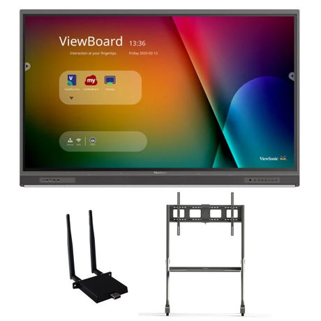 ViewSonic IFP6552-1C-E4 65 4K UHD Interactive Display (Wireless Module & Slim Trolly Cart Bundle)