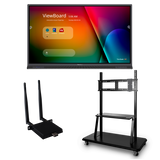 ViewSonic IFP7552-E2 ViewBoard Bundle with 75” ViewBoard IFP7552 4K Interactive Flat Panel, a LB-WIFI-001 wireless AC Adapter, and a VB-STND-001 Mobile Trolley Cart