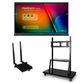 ViewSonic IFP7552-E2 ViewBoard Bundle with 75” ViewBoard IFP7552 4K Interactive Flat Panel, a LB-WIFI-001 wireless AC Adapter, and a VB-STND-001 Mobile Trolley Cart