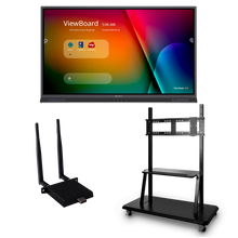 ViewSonic IFP7552-E2 ViewBoard Bundle with 75” ViewBoard IFP7552 4K Interactive Flat Panel, a LB-WIFI-001 wireless AC Adapter, and a VB-STND-001 Mobile Trolley Cart