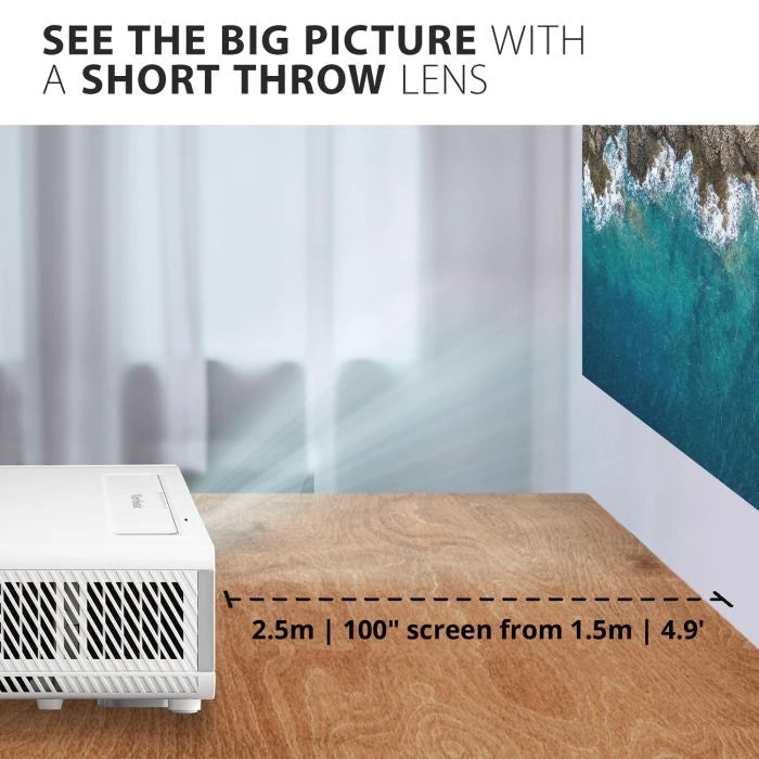 X2 - 1080p Short Throw Projector with 3100 LED Lumens, USB C, BT Speakers and Wi-Fi 3