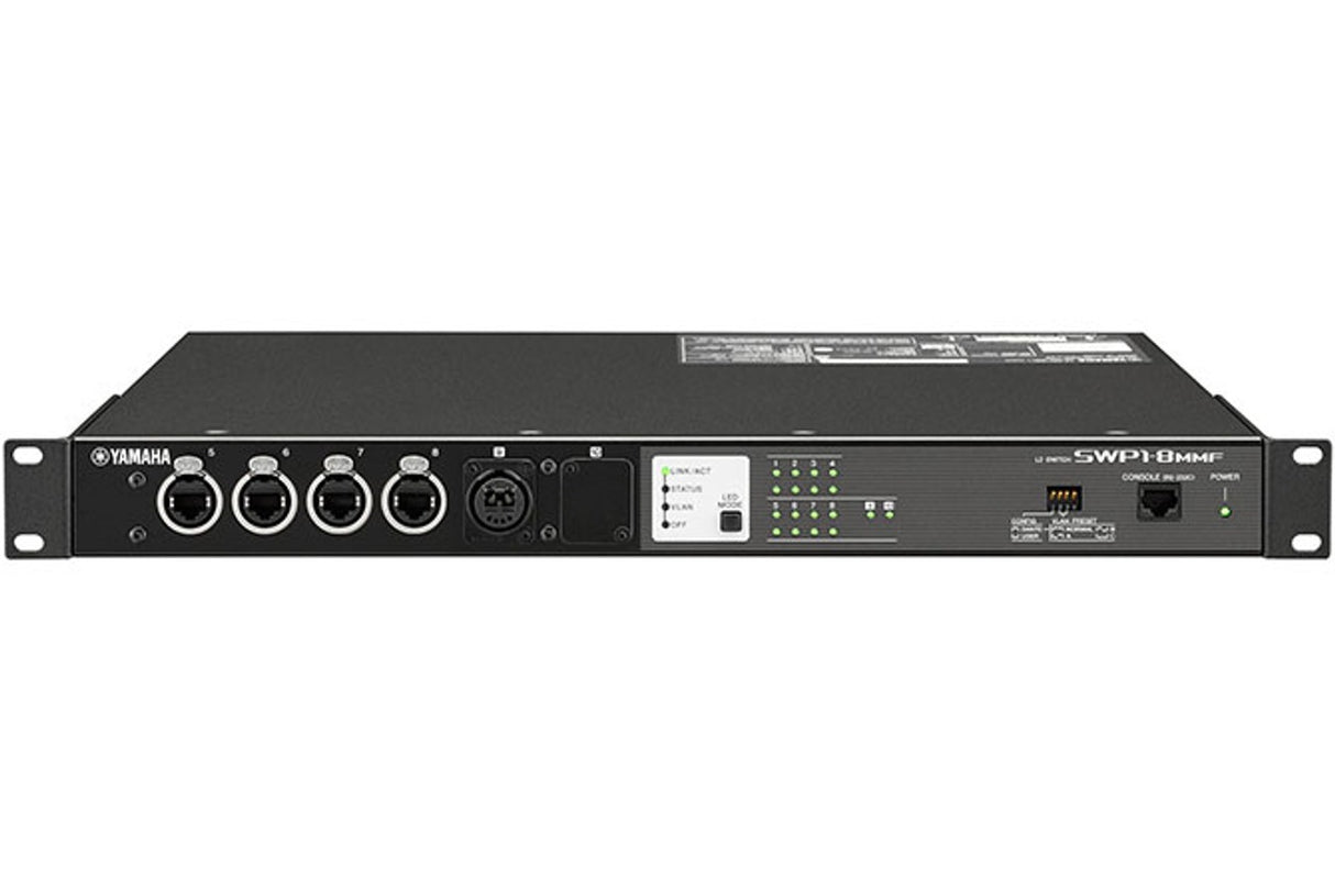 Yamaha SWP1-8MMF Series L2 Switch with Dante Optimization and Network Visibility