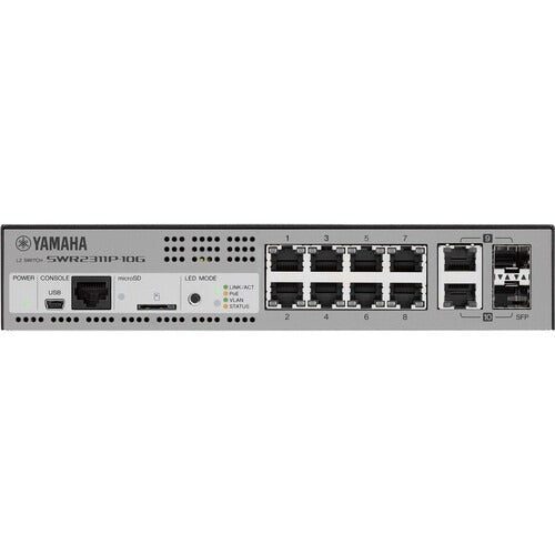 Yamaha SWR2311P-10G 10-Port PoE+ Compliant Gigabit Dante Managed Switch