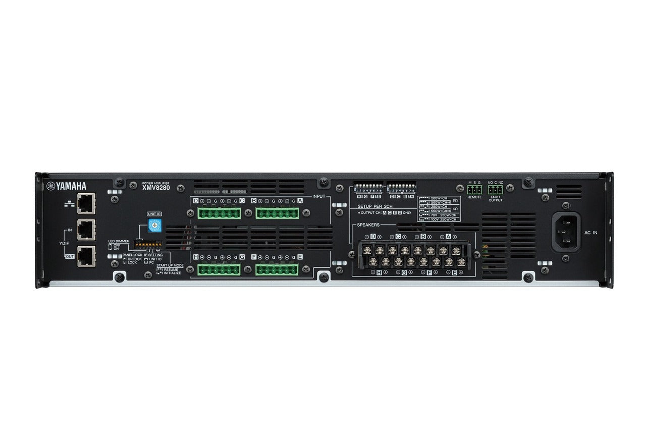 Yamaha XMV8280-D 8-channel 280W Power Amplifier with Dante - OfficeWonderland