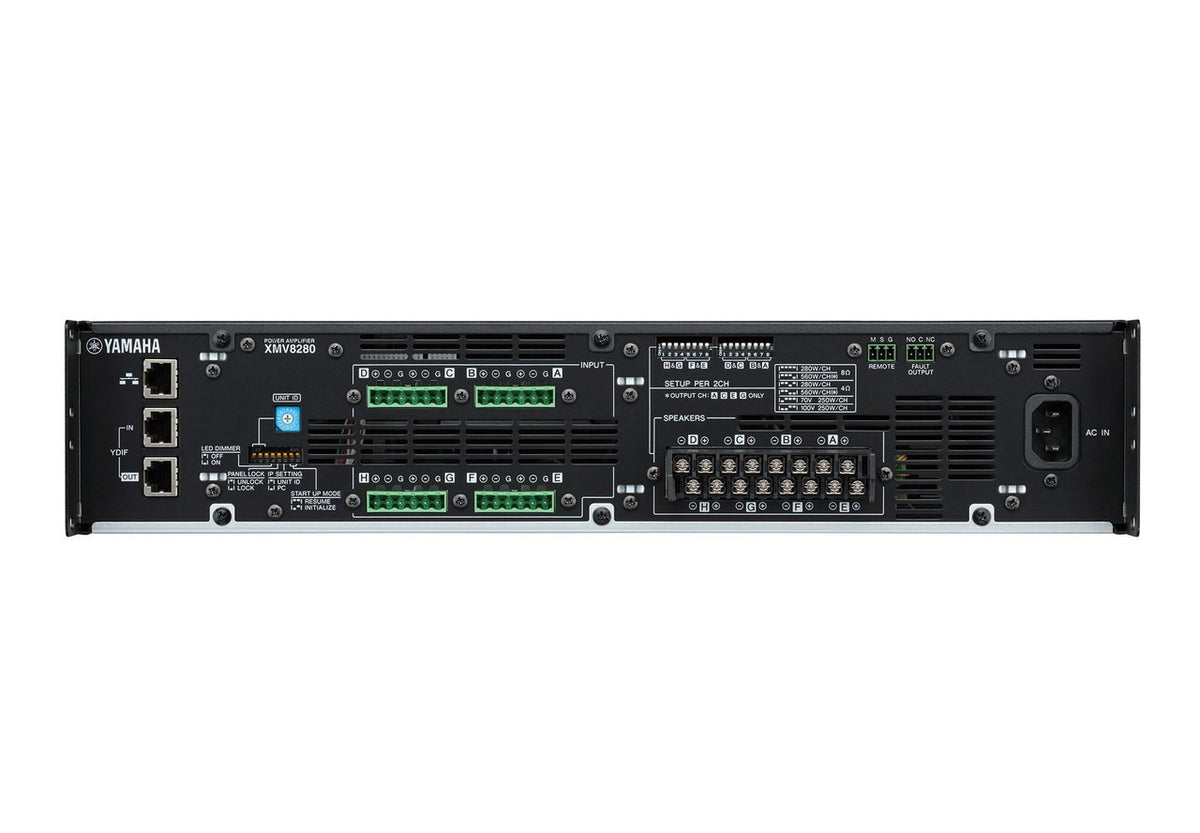 Yamaha XMV8280-D 8-channel 280W Power Amplifier with Dante - OfficeWonderland