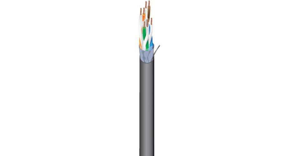 West Penn 4346AFBK1000 23 AWG 4-Pair Shielded Cat 6a Cable (1000', Black)